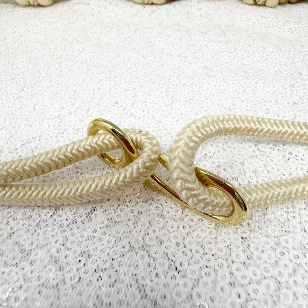 Vintage  Braided Rope Belt with gold Beads